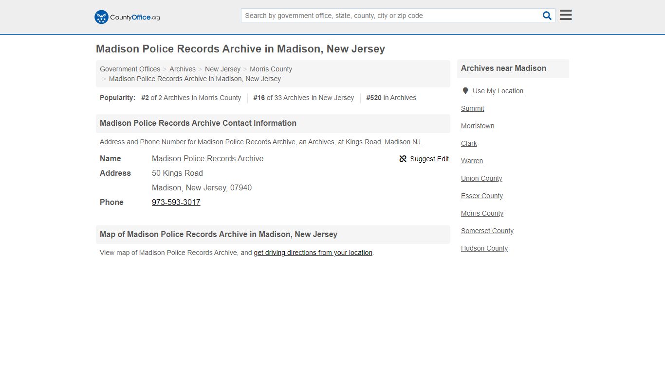 Madison Police Records Archive - Madison, NJ (Address and Phone)